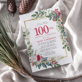 Invitation Le Rose rustique Holly Berries 100e fête d'anniver
