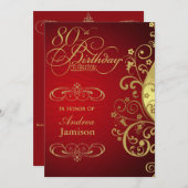 Invitation Le rouge et l'or tourbillonnent la (Devant / Derrière)