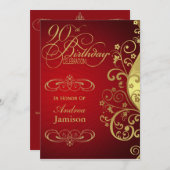 Invitation Le rouge et l'or tourbillonnent la (Devant / Derrière)