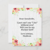 Invitation Le Rustique Mason Jar Serez-Vous Ma Fille Fleur (Dos)