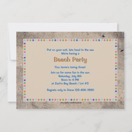 Invitation Le sable joue l'invitation (Dos)