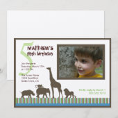 Invitation Le safari barre l'invitation de photo (Devant / Derrière)