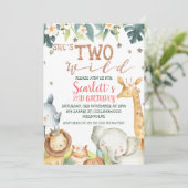 Invitation Le Safari de la fille, deux anniversaires sauvages (Debout devant)