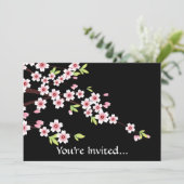 Invitation Le Sakura noir aux fleurs de cerisiers roses et ve (Debout devant)