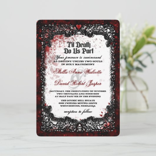 Invitation Le sang a éclaboussé l'information de RÉCEPTION de (Debout devant)