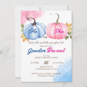 Invitation Le sexe citrouille révèle le modèle rose et bleu (Devant)