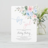 Invitation Le sexe révèle le baby shower (Debout devant)