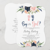 Invitation Le sexe révèle l'empreinte du bébé baby shower (Devant / Derrière)