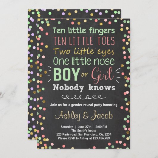 Invitation Le sexe révèle l'invitation Le corail vert Garçon  (Devant / Derrière)