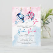 Invitation Le sexe rose et bleu révèle le modèle (Debout devant)