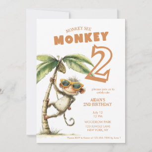 Invitation Le singe voit son deuxième anniversaire