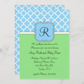 Invitation Le Sip bleu de monogramme de Quatrafoil et voient (Devant / Derrière)