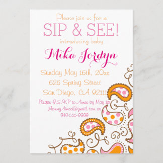 Invitation Le Sip de bébé de Paisley et voient