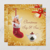 Invitation Le Sip de Noël et voient le baby shower de bébé et (Devant / Derrière)