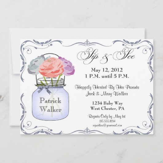 Invitation Le Sip de pot de maçon et voient l'invitation de (Devant)