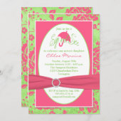 Invitation Le Sip floral blanc vert rose et voient (Devant / Derrière)