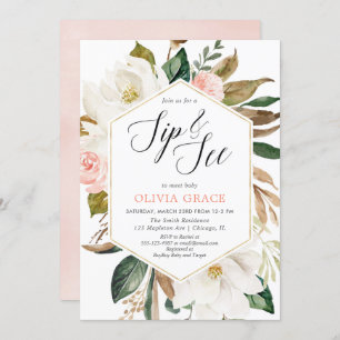 Invitation Le sip floral de fille de verdure de magnolia