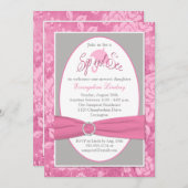 Invitation Le Sip floral rose de blanc gris et voient (Devant / Derrière)