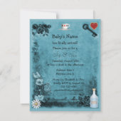 Invitation Le Sip fou bleu du chapelier du garçon et voient (Dos)