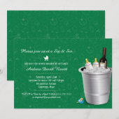 Invitation Le Sip vert de biberons de vin et voient le baby (Devant / Derrière)