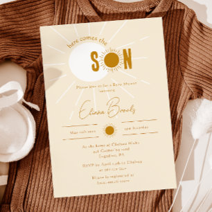 Invitation Le Soleil Rustique Est Le Baby shower Du Fils