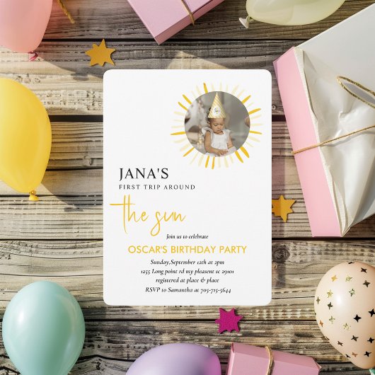 Invitation Le soleil tourne à une fête d'anniversaire