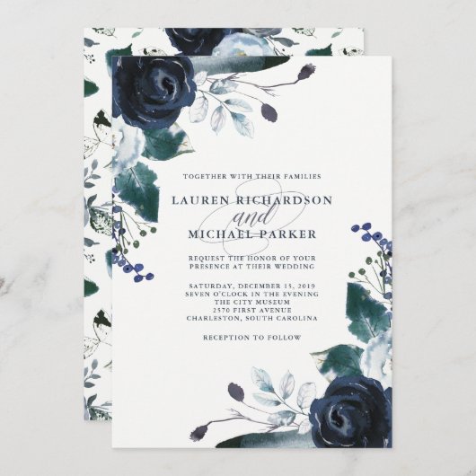 Invitation Le sommet de la marine boho en blanc| Mariage (Devant / Derrière)