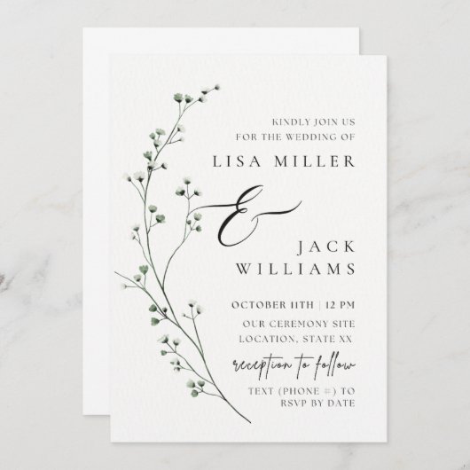 Invitation Le souffle du bébé classique (Devant / Derrière)