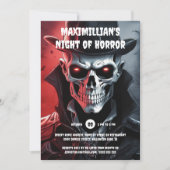 Invitation Le squelette d'Halloween frapper le crâne de l'hom (Devant)