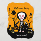 Invitation Le squelette d'Halloween se trompe ou traite (Devant / Derrière)