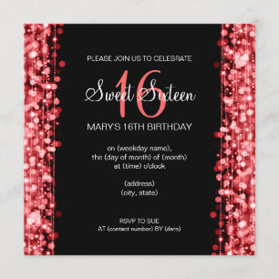 Invitation Le Sweet sixteen du parti sonne rouge