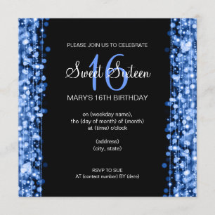 Invitation Le Sweet sixteen du parti Sparkings Blue