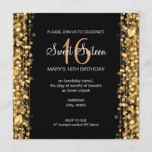 Invitation Le Sweet sixteen Sparkings Gold
