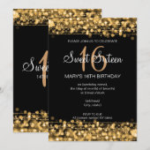 Invitation Le Sweet sixteen Sparkings Gold (Devant / Derrière)