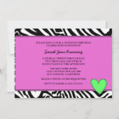 Invitation Le Sweet sixteen vert néon et rose (Dos)