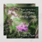 Invitation LE SWING, SWEET SIXTEEN PARTY Violet Purple Gold (Devant / Derrière)