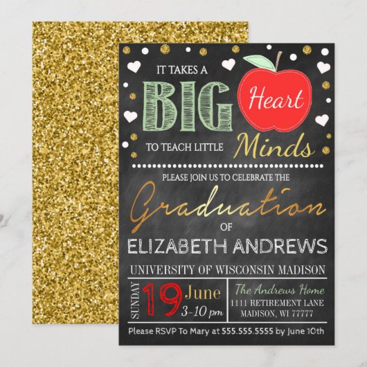 Invitation Le tableau d'obtention du diplôme de professeur (Devant / Derrière)