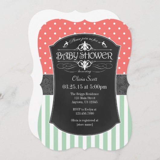 Invitation Le tableau en bon état de corail barre (Devant / Derrière)