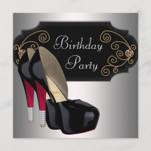 Invitation Le talon haut noir rouge chausse la fête