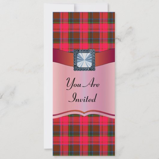 Invitation Le tartan rouge plaid n'importe quelle occasion (Devant)