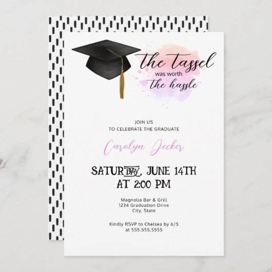 Invitation Le Tassel Vaut La Diplôme Hassle (Devant / Derrière)