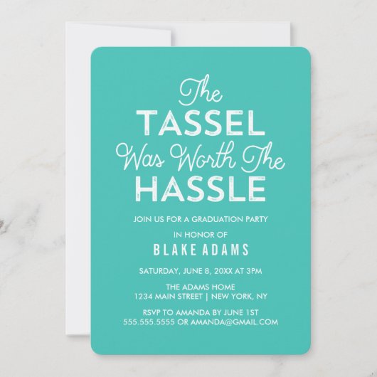 Invitation Le Tassel Vaut La Peine Du Hassle | Turquoise (Devant)