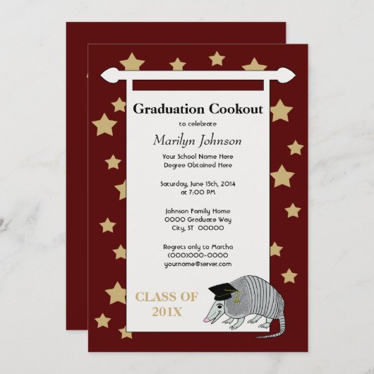 Invitation Le tatou mignon marron tient le premier rôle la (Devant / Derrière)