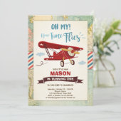 Invitation Le temps d'invitation d'anniversaire d'avion (Debout devant)