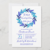 Invitation Le temps le plus merveilleux Blue Wreath fête de N (Devant)