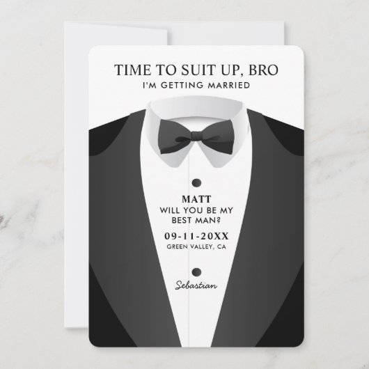 Invitation Le Temps Moderne De S'Adapter À Bro Best Man (Devant)