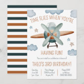 Invitation Le temps vole quand vous avez un avion amusant Ann (Devant / Derrière)