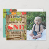 Invitation Le thème de la pêche Big One Les garçons Premier a (Devant / Derrière)