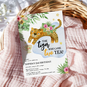 Invitation Le tigre qui est venu DEUX thé! Anniversaire 2 ans