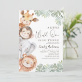Invitation Le tout dans un petit Baby shower Safari Wild One (Debout devant)